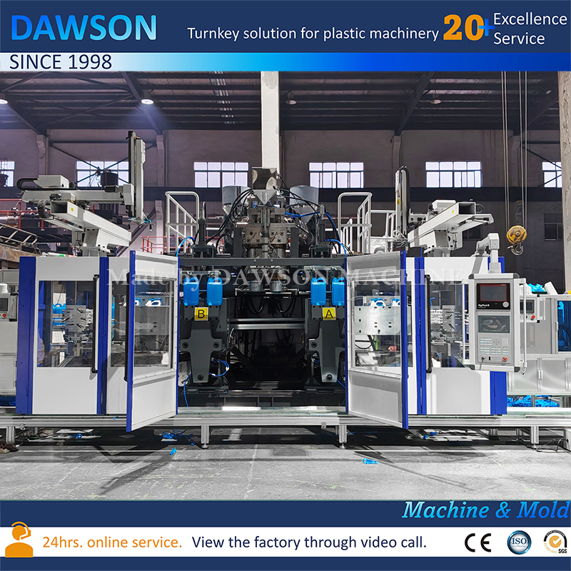 Máquina profesional de producción de bidón de HDPE de 5L con cabezal de troquel doble Máquina de producción de bidón de HDPE de 5L con tecnología de extrusión de triple tornillo