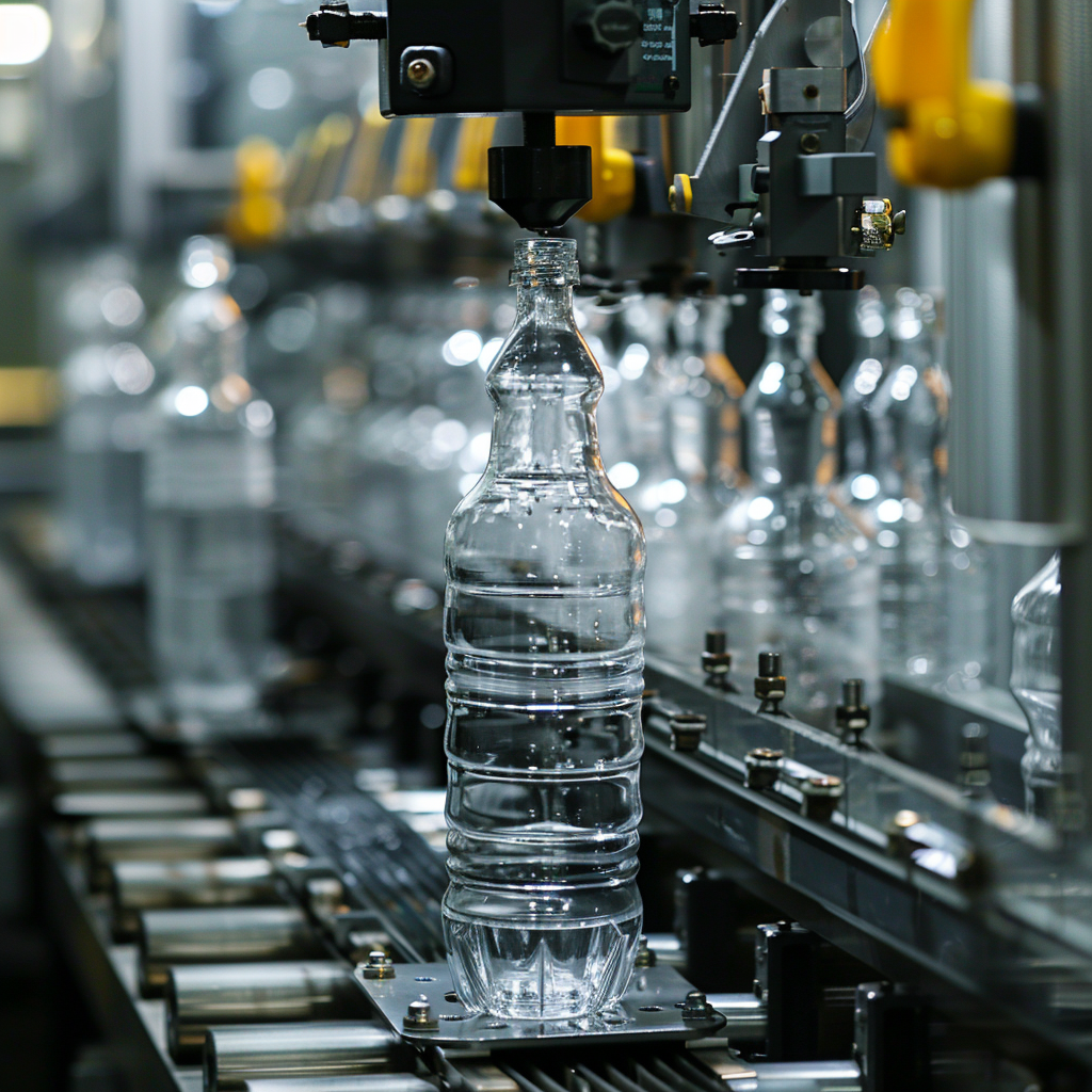 5.Se abre el molde y se retira la botella para la m&aacute;quina de moldeo por extrusi&oacute;n y soplado