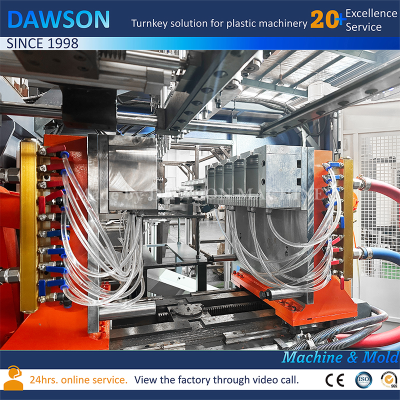 Máquina de moldeo por soplado de botes de boca ancha de HDPE de 5 cabezales de alto rendimiento para uso alimentario y químico