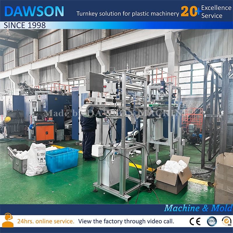 Máquina de moldeo por soplado de botes de boca ancha de HDPE de 5 cabezales de alto rendimiento para uso alimentario y químico