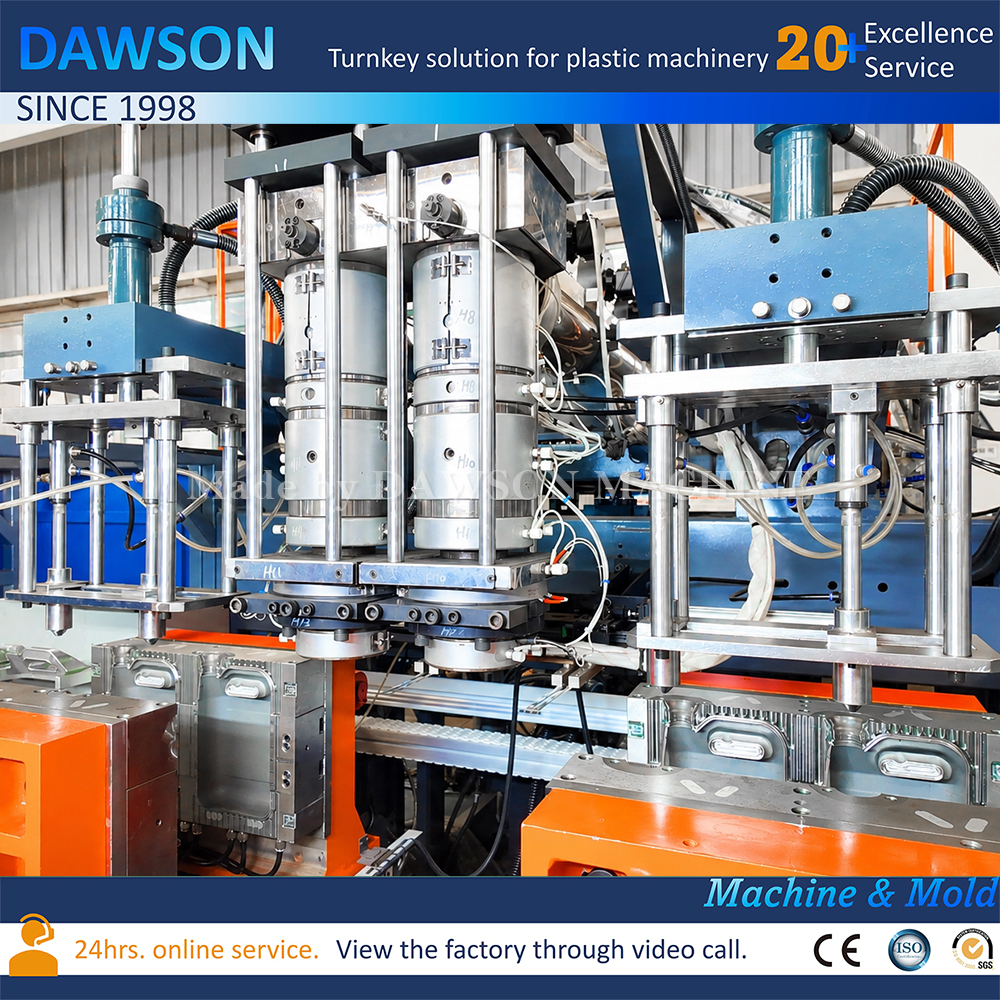 Máquina automática de moldeo por soplado de bidones de HDPE de 5 litros Equipo de moldeo por soplado por extrusión de doble cabezal de doble estación para producción de contenedores de AdBlue, refrigerante de aceite lubricante