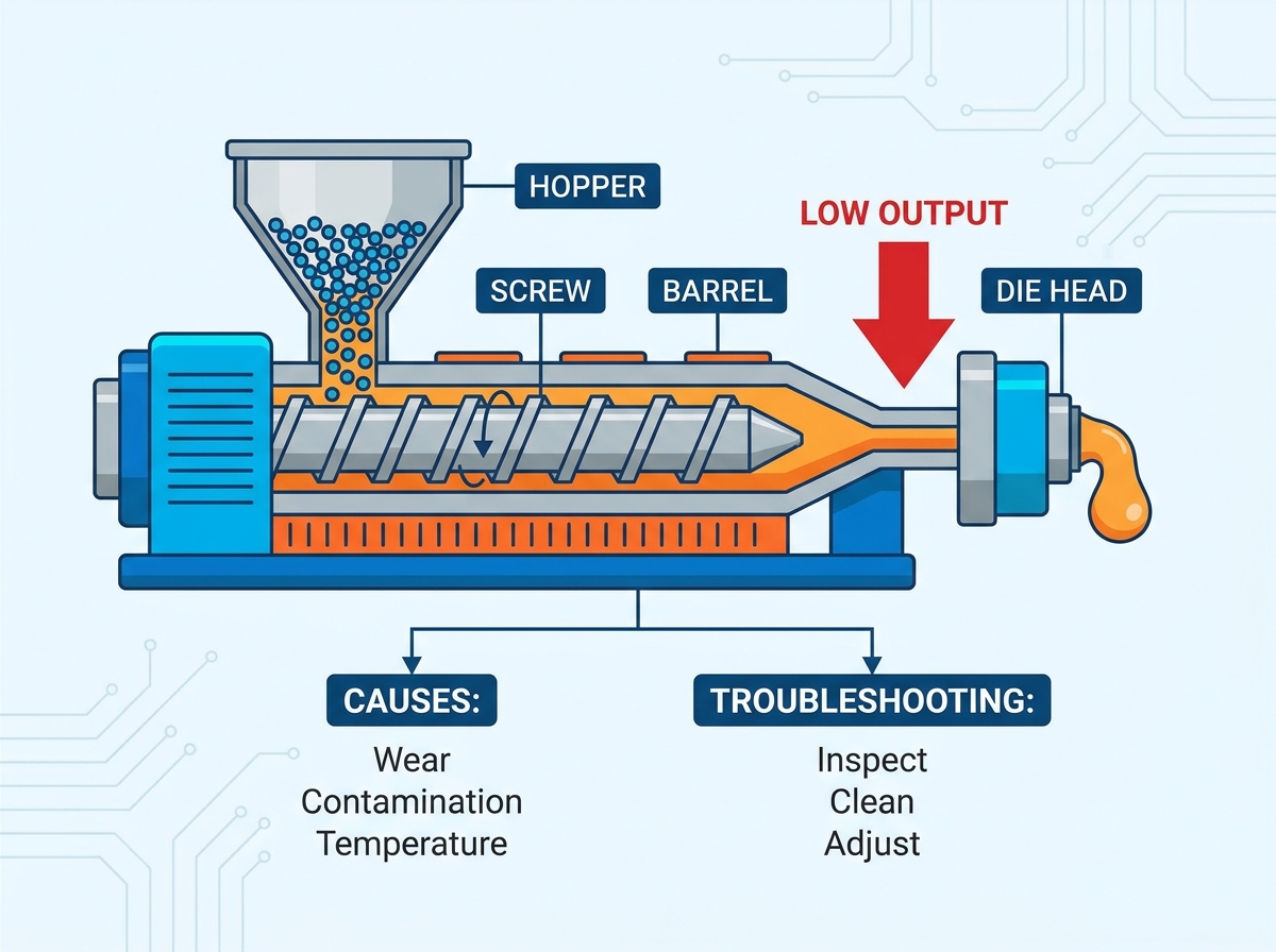 Soluci&oacute;n de problemas de extrusora de m&aacute;quina de moldeo por soplado