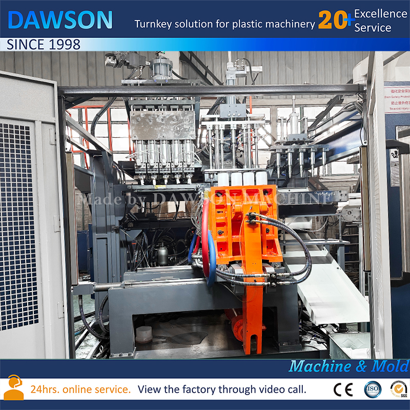 Máquina de moldeo por soplado de botes de boca ancha de HDPE de 5 cabezales de alto rendimiento para uso alimentario y químico