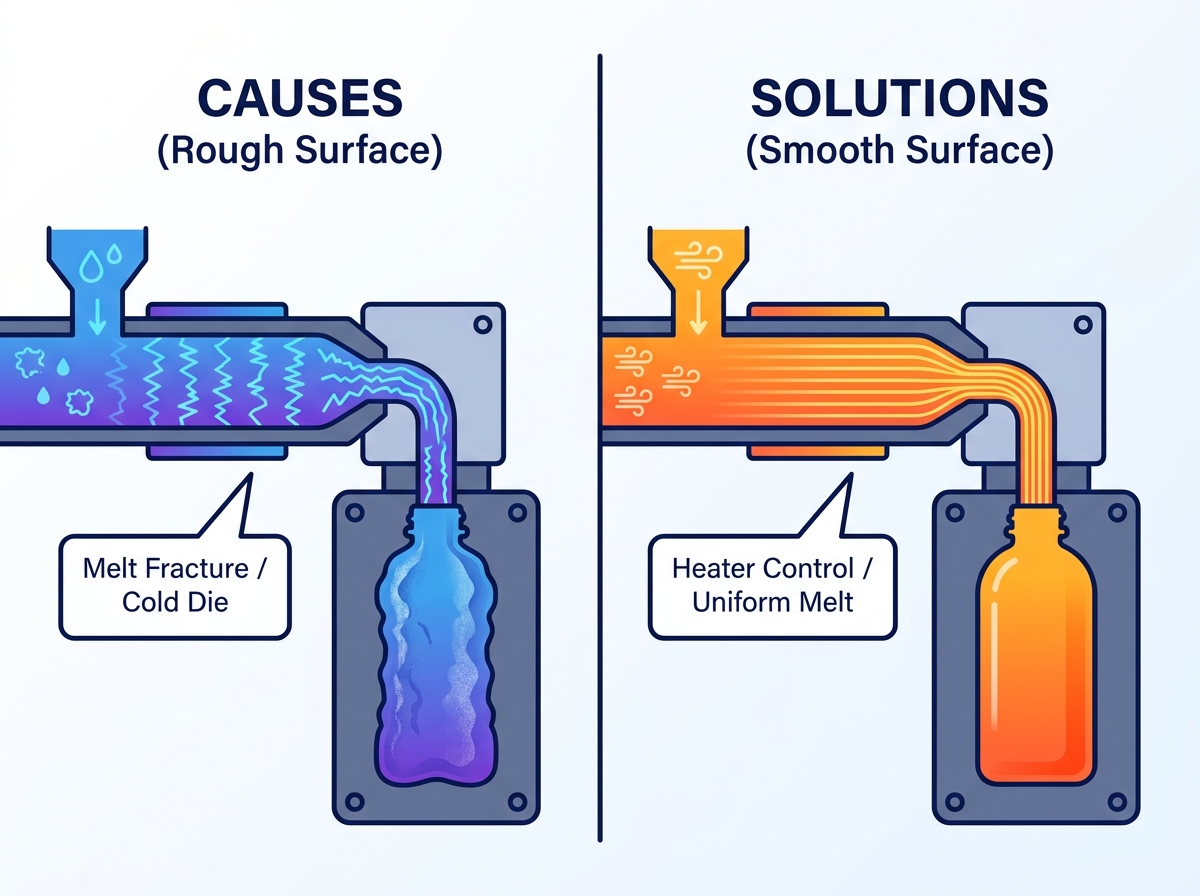 Proceso de moldeo por soplado de extrusi&oacute;n