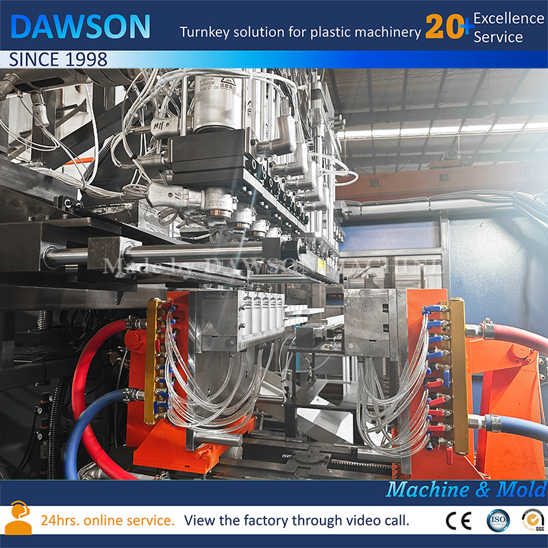 Máquina industrial de moldeo por soplado de recipientes de lados rectos y boca ancha de HDPE, diseño de 5 cabezales