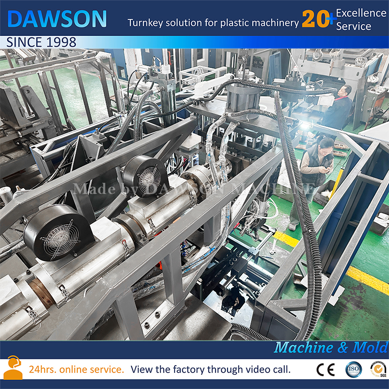 Máquina industrial de moldeo por soplado de recipientes de lados rectos y boca ancha de HDPE, diseño de 5 cabezales